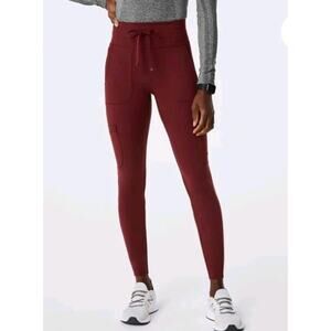 Figs Technical Collection Seville High Rise Burgundy Medical Scrub Legging Sz L